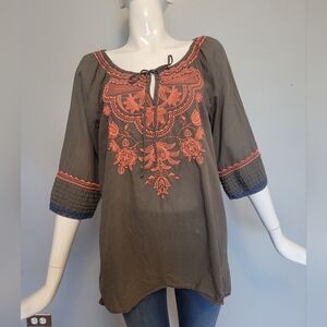 Johnny Was 3J Workshop Embroidered Tunic Top, VGUC, Size M